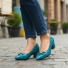 Zapato taco bajo turquesa 38