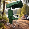 Silla Plegable Camping Verde Con Quitasol Y Portavaso
